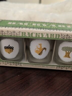 Votive Candle Holder Set - Green, White, Gold